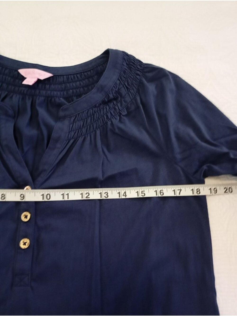 Lilly Pulitzer Womens Navy Blue Pima Cotton Bell Sleeve Tunic Dress Size Small - Picture 8 of 10
